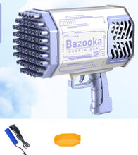Load image into Gallery viewer, Bubble Gun Rocket 69 Holes Soap Bubbles Machine Gun Shape Automatic Blower With Light Toys For Kids Pomperos