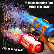 Load image into Gallery viewer, Bubble Gun Rocket 69 Holes Soap Bubbles Machine Gun Shape Automatic Blower With Light Toys For Kids Pomperos