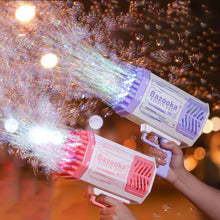 Load image into Gallery viewer, Bubble Gun Rocket 69 Holes Soap Bubbles Machine Gun Shape Automatic Blower With Light Toys For Kids Pomperos