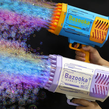 Load image into Gallery viewer, Bubble Gun Rocket 69 Holes Soap Bubbles Machine Gun Shape Automatic Blower With Light Toys For Kids Pomperos