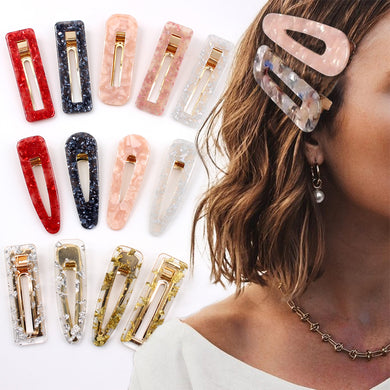 2019 New Women Girls Acrylic Hollow Waterdrop Rectangle Hair Clips Tin Foil Sequins Hairpins Barrettes Headband Hair Accessories-EthioTELL