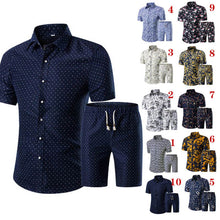 Load image into Gallery viewer, Summer Men Printed T-shirt + Shorts Decorative Pattern Two Piece Sets Plus Size H9-EthioTELL