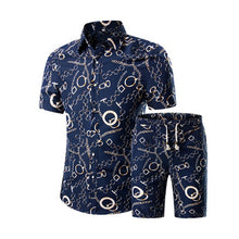 Load image into Gallery viewer, Summer Men Printed T-shirt + Shorts Decorative Pattern Two Piece Sets Plus Size H9-EthioTELL