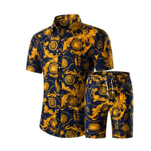 Load image into Gallery viewer, Summer Men Printed T-shirt + Shorts Decorative Pattern Two Piece Sets Plus Size H9-EthioTELL