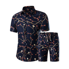 Load image into Gallery viewer, Summer Men Printed T-shirt + Shorts Decorative Pattern Two Piece Sets Plus Size H9-EthioTELL