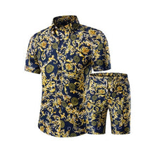 Load image into Gallery viewer, Summer Men Printed T-shirt + Shorts Decorative Pattern Two Piece Sets Plus Size H9-EthioTELL