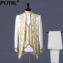 Load image into Gallery viewer, PYJTRL S-XXL Mens Classic Three Piece Embroidery Palace Stage Singer Wedding Suits Latest Coat Pant Designs Costume Homme-EthioTELL