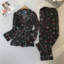 Load image into Gallery viewer, Voplidia Pyjamas Women 2018 New Spring Fall Stitch Pijamas Set Silk Feeling Sleepwear Pajamas for women Pijama Feminino Pyjama-EthioTELL