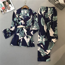 Load image into Gallery viewer, Voplidia Pyjamas Women 2018 New Spring Fall Stitch Pijamas Set Silk Feeling Sleepwear Pajamas for women Pijama Feminino Pyjama-EthioTELL
