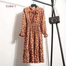 Load image into Gallery viewer, Women's High Elastic Waist Full Sleeve Flower Print Dress-EthioTELL