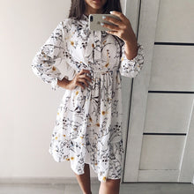 Load image into Gallery viewer, Women's High Elastic Waist Full Sleeve Flower Print Dress-EthioTELL