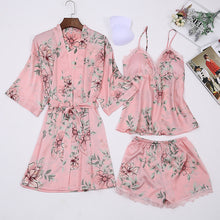 Load image into Gallery viewer, Satin Pajamas Big Size Bathrobe Women Lace Lingerie Sleepwear Set long sleeve and easy-EthioTELL