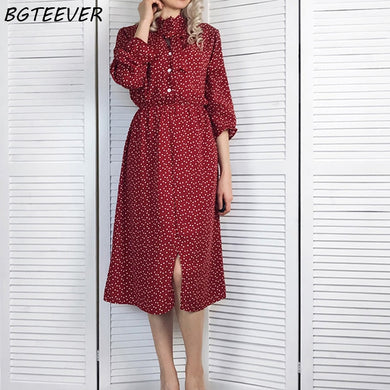 Comfy Chiffon Women Dress Flare Sleeve Side Split-Women's Clothing-EthioTELL