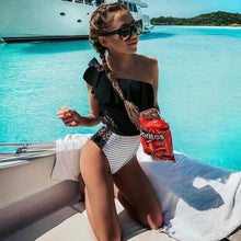 Load image into Gallery viewer, Sexy One Piece Swimsuit Women 2019 Summer Beachwear Lace One Shoulder Swimwear Bathing Suits Bodysuit Monokini Swimsuit-EthioTELL