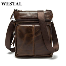 Load image into Gallery viewer, WESTAL Messenger Bag Men's Shoulder Genuine Leather bags Flap Small male man Crossbody bags for men natural Leather bag M701-EthioTELL