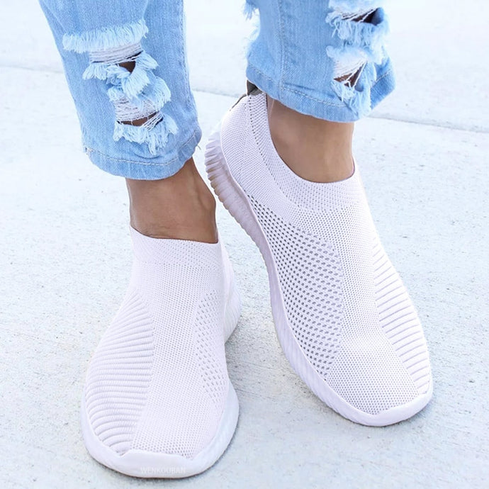 Women Sneakers Female Knitted Vulcanized Shoes Casual Slip On Ladies Flat Shoe Mesh Trainers Soft Walking Footwear Zapatos Mujer-EthioTELL
