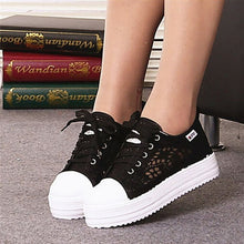 Load image into Gallery viewer, Women shoes 2019 fashion summer casual ladies shoes cutouts lace canvas hollow breathable platform flat shoes woman sneakers-EthioTELL